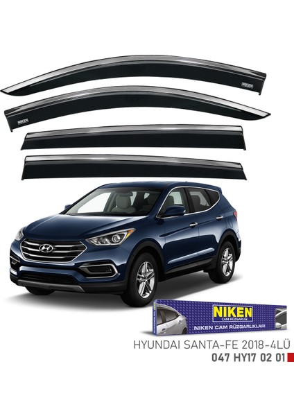 Hyundai Santa Fe 2018 Sonrası Kromlu Cam Rüzgarlığı 4lü