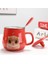 Sevimli Karikatür Kedi Seramik Kahve Kupa Kapak ile Yaratıcı Hayvan Desen Kupalar Drinkware Kahve Çay Bardağı Yenilik Hediyeler Süt Kupası | Kupalar (Kırmızı) (Yurt Dışından) 2