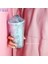 Kahve Kupaları Yaratıcı Pullu Yıldız Bpa Ücretsiz Plastik Su Şişesi ile Straw Seyahat Taşınabilir Çay Süt Yalıtımlı Kupası Drinkware 420ML | Kupalar (Mavi) (Yurt Dışından) 2
