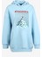 Discovery Expedition Mavi Kadın Kapüşonlu Oversize Baskılı Sweatshirt D3WL-SWT22 1