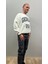 Baskı Oversize Sweatshirt Beyaz 3