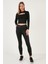 Slim Fit Bisiklet Yaka Önü Pencereli Crop Bluz Bayan Bluz 5865399 3