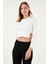 Slim Fit Bisiklet Yaka Yanı Zincirli Crop Bluz Bayan Bluz 5865398 3