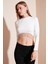 Slim Fit Bisiklet Yaka Zincirli Crop Bluz Bayan Bluz 5865397 1