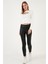 Slim Fit Bisiklet Yaka Önü Pencereli Crop Bluz Bayan Bluz 5865399 2