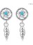 SCE1492 Bamoer Tek Küpe 925 Gümüş Klip Dreamcatcher Hollow Nazar Turkuaz Narin Basit Hipoalerjenik Kulak Takı Hediye (Yurt Dışından) 1