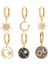 ER121G6 Güneş Ay Yıldız Kristal Hoop Küpeler Kadınlar Için Mikro Açacağı Cz Eşleştirilmiş Piercing Dangle Küpe Trendy Kore Yeni Moda 2022 (Yurt Dışından) 2
