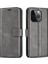 iPhone 15 Pro Max Buzağı Doku Deri Kapağı Kare Manyetik Kapanma Stand Cüzdan Telefon Kılıfı (Yurt Dışından) 1