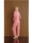 Kadın Desenli Bisiklet Yaka Göğüs Cepli Bambu Uzun Kol Viskon Mevsimlik Pijama Takımı 3