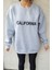 Calıfornıa Nakışlı Gri Oversize Kadın Sweatshirt 1