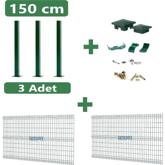 Fence Company 2 Adet 150 cm x 250 cm Panel Çit ve 3 Adet 150 cm Direk (Aksesuarlar Dahil 5 Metre Takım)