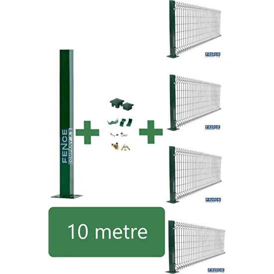 Fence Company 4 Adet Panel Çit Takım 100 cm x 250 cm + 1 Direk (Aksesuarlar Dahil 10 Metre Takım )