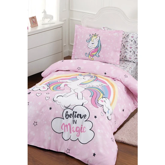 Özdilek Unicorn Tek Kişilik Lastikli Fitted Çarşaf Nevresim Takımı