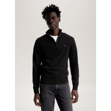 Tommy Hilfiger Bisiklet Yaka Slim Fit Siyah Erkek Kazak MW0MW28049BDS