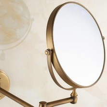 Xhltd Antik Pirinç Duvara Monte Banyo Aynası 8 Inç Yuvarlak 3x Büyütme 360 Derece Ayarlanabilir Kozmetik Ayna | Banyo Aynaları (Yurt Dışından)