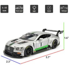 Xhltd 1:32 Bentley Continental Gt3 Model Araba Diecast Hediye Geri Gri Çekin (Yurt Dışından)