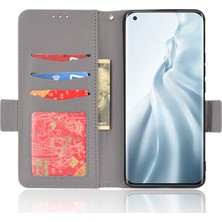 4U Sky Xiaomi Mi Için 11 Anti-Çizgi Anti-Çizelge Litchi Doku Pu Deri+Tpu Telefon Kılıfı Cüzdan Stand Koruyucu Kapak Grey (Yurt Dışından)