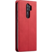 4U Sky Xiaomi Redmi Için Otomatik Emik Ipeksi Dokunmatik Deri Kılıf Not 8 Pro-Kırmızı (Yurt Dışından)