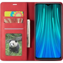 4U Sky Xiaomi Redmi Için Otomatik Emik Ipeksi Dokunmatik Deri Kılıf Not 8 Pro-Kırmızı (Yurt Dışından)