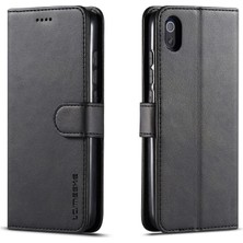 4U Sky Cowhide Doku Deri Cüzdan Stand Telefon Kabuğu Xiaomi Redmi 7A-BLACK (Yurt Dışından)