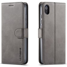 4U Sky Cowhide Doku Deri Deri Cüzdan Stand Telefon Kabuğu Xiaomi Redmi 7A-GREY (Yurt Dışından)