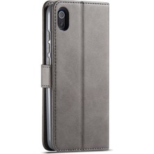 4U Sky Cowhide Doku Deri Deri Cüzdan Stand Telefon Kabuğu Xiaomi Redmi 7A-GREY (Yurt Dışından)