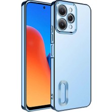 Case 4U Xiaomi Redmi 12 Kılıf Kamera Korumalı Logo Gösteren Omega Kapak Sierra Mavi