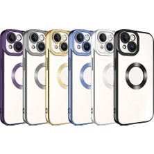 Case 4U Apple iPhone 15 Kılıf Kamera Korumalı Logo Gösteren Omega Kapak Gümüş