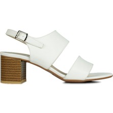 Fitbas 111142 468 Kadın Beyaz Topuklu Büyük Numara Sandalet