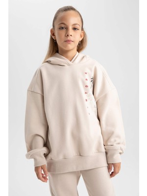 DeFacto Kız Çocuk İçi Yumuşak Tüylü Sweatshirt Eşofman Altı 2'li Takım A9340A823AU