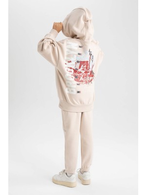 DeFacto Kız Çocuk İçi Yumuşak Tüylü Sweatshirt Eşofman Altı 2'li Takım A9340A823AU