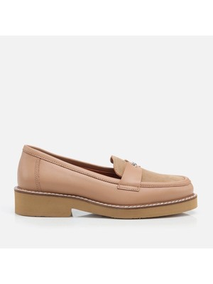 Hakiki Deri Naturel Kadın Loafer