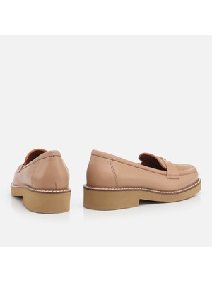 Hakiki Deri Naturel Kadın Loafer