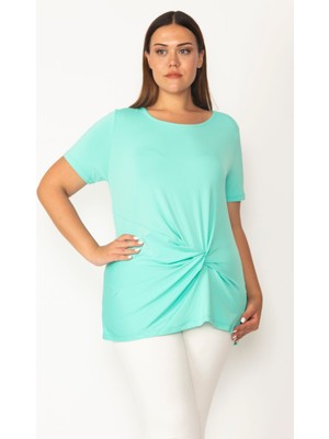 Şans Kadın Yeşil Büzgü Detaylı Bluz 65N27984