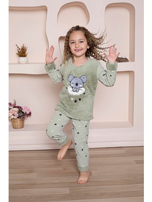 Mutlu City Yeni Sezon Sonbahar/kış Kız Çocuk Koala Desenli Polar Pijama Takımı 4937