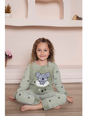 Mutlu City Yeni Sezon Sonbahar/kış Kız Çocuk Koala Desenli Polar Pijama Takımı 4937