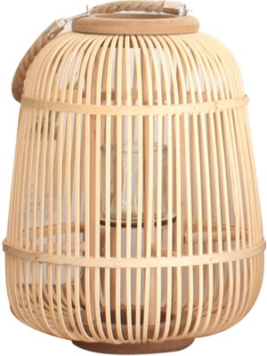 What For El Yapımı Doğal Bambu Fener Çay Işık Mumluk 30X37CM Saplı Stand (Yurt Dışından)