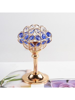 What For Ş Standı Altın Kaplama Mavi Kristal Mumluk Tealight 8CMX8CMX16CM (Yurt Dışından)