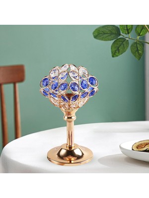 What For Ş Standı Altın Kaplama Mavi Kristal Mumluk Tealight 8CMX8CMX16CM (Yurt Dışından)