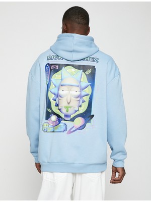 Koton Rick And Morty Kapşonlu Oversize Sweatshirt Şardonlu Lisanslı Baskılı