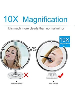 Xhltd Daire Arkadan Aydınlatmalı Makyaj Aynası İle Led Işıkları 10x Büyütme Taşınabilir El Vanity Lamba Banyo Duvar Masa Için Kozmetik Ayna | Banyo Aynaları (Yurt Dışından)