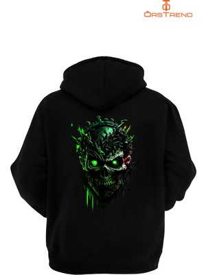 Ors Trend Biohazard Baskılı 3 Iplik Unisex Siyah Kapüşonlu Sweatshirt