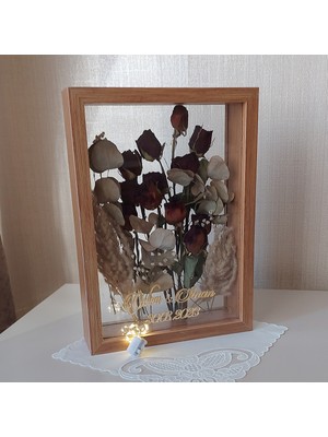 Verda Çerçeve Bambu Isimli 25X35 cm Çift Yönlü Anı Çerçevesi! Gül Kutusu Şeffaf Gül Kutusu
