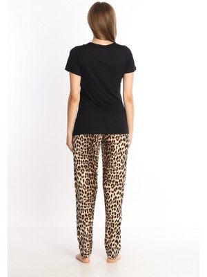 Etoile Bambu Kısa Kol Leopar Kadın Pijama Takımı