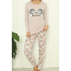 Lady Secret Kadın Pijama Takımı Uzun Kollu Pamuklu Pudra