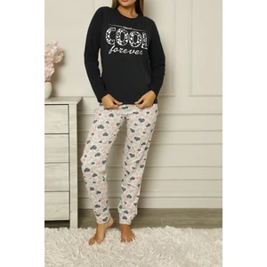 Lady Secret Kadın Pijama Takımı Uzun Kollu Pamuklu Siyah