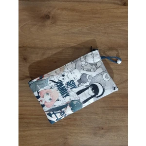 Owl Bag Anime - Spy x Family Kolaj Desenli Tasarım Kalemlik-Cüzdan - 13 x 20