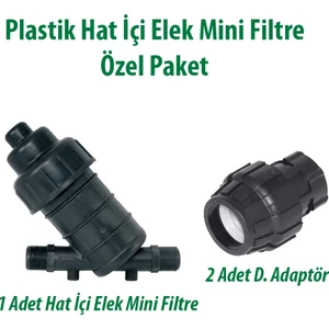 Plastik Hat Içi Elek Mini Filtre 1/" 1 Adet ve 2 Adet Senkron Kaplin Dişi Adaptör 32X1/"