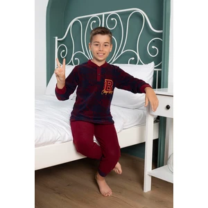 Mutlu City Yeni Sezon Sonbahar/kış Erkek Çocuk B Desenli Polar Pijama Takımı 4502