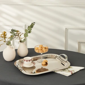 Rhonda Çay Tepsisi Platin 39 cm